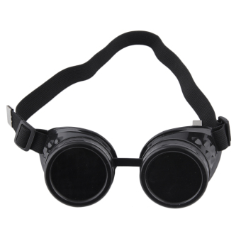 Gambar Allwin kacamata dunia maya Steampunk Vintage Retro kacamata las Tung Gotik Victoria hitam