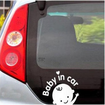 Gambar Baby In Car Waving Baby on Board Safety Sign Car Decal   Sticker  intl