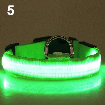 Gambar Bluelans(R) Adjustable Nylon Night Safety LED Flashing Glow Neck Strap Puppy Pet Dog Collar S (Green)   intl