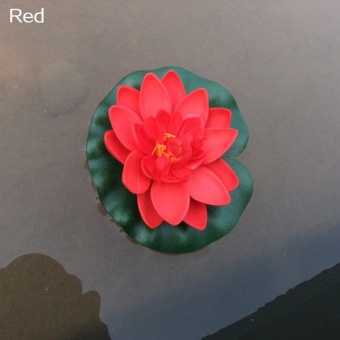 Gambar Bluelans(R) Artificial Water Lily Floating Flower Lotus Home Yard Pond Fish Tank Decor (Red)   intl