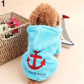 Gambar Bluelans(R) Dog Puppy Winter Warm Anchor Coral Fleece Hoodie Coat Jacket Pet Costume Clothes M (Blue)   intl