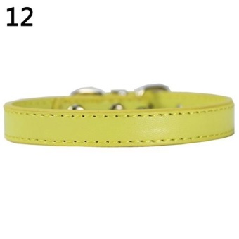 Gambar Bluelans(R) Fashion Adjustable Faux Leather Solid Color Dog Cat Puppy Neck Strap Pet Collar S (Yellow)   intl