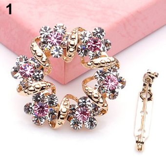 Gambar Bluelans(R) Jewelry Luxury Rhinestone Garland Scarf Clip Brooches Pin Pink