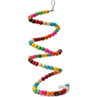 Gambar Bluelans(R) Multicolor Wood Beads Parrot Bouncing Cage Toy Bird Spiral Ladder Parakeet Toy   intl