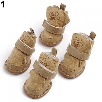 Gambar Bluelans(R) Pet Dog Winter Anti Skid Comfy Walking Warm Cozy Berber Fleece Shoes Snow Boots 6.0cmx5.1cm (Brown)   intl