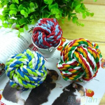 Gambar Bluelans(R) Pet Puppy Dogs Cotton Rope Chewing Playing Toy Multi Color Braided Ball   intl