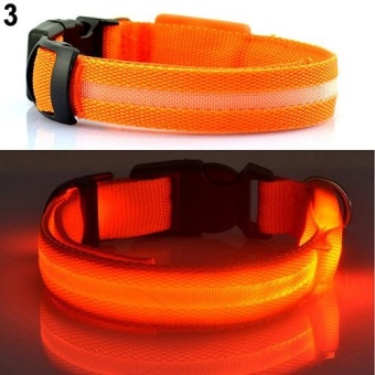 Gambar Bluelans(R) Puppy Dog Cat Night Safety Flashing Luminous LED Light Adjustable Pet Collar M (Orange)   intl