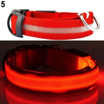 Gambar Bluelans(R) Puppy Dog Cat Night Safety Flashing Luminous LED Light Adjustable Pet Collar M (Red)   intl