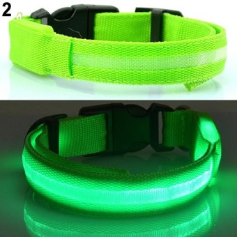 Gambar Bluelans(R) Puppy Dog Cat Night Safety Flashing Luminous LED Light Adjustable Pet Collar S (Green)   intl