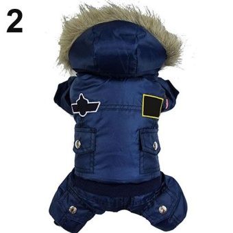 Gambar Bluelans(R) Puppy Dog Cat Winter Warm Patches Hooded Button Down Jacket Coat Pet Clothes S (Blue)   intl