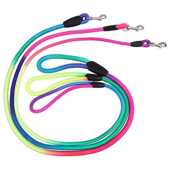 Gambar Bluelans(R) Rainbow Color Weave Nylon Belt Pet Dog Traction Rope Round Training Leashes Dog Wear L   intl