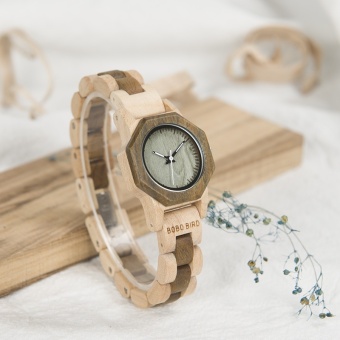 Gambar BOBO BIRD Newest WM25 Nature Wood Watch Jam Tangan For WomenCreative Design Octagon Quartz Watch Jam Tangan es Gift Box AcceptOEM feminino W*M25