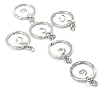 Gambar BolehDeals 6 buah Split ring gantungan kunci dengan rantai danlangsung Cincin Perak  33 mm