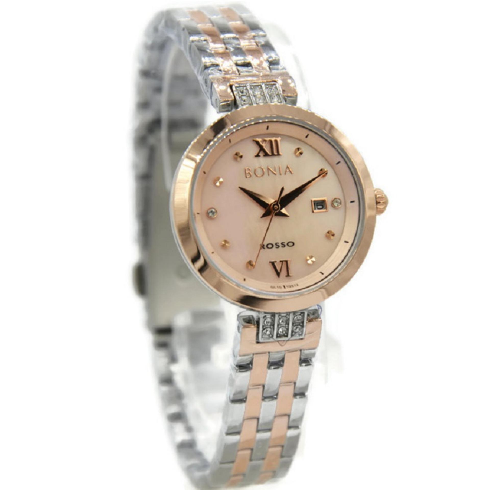 Cenozo - Jam Tangan Wanita- Body Silver - White Rose Dial - Silver Stainless Steel