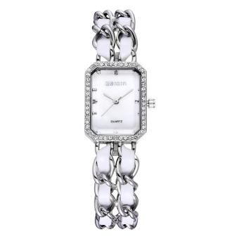 boyun WEIQIN Rose Gold White Crystal Chain Bangle Bracelet Watches Women 24 Hour Female Watch Fashion Brand Dress Lady Wristwatch 2016 (silver white white)  