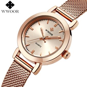Brand Fashion Steel Clock Female Dress Watch Ladies Casual Quartz Watch Women Watches (rose gold) - intl  