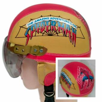 Broico Helm Anak Chip/retro lucu usia 1 - 4 tahun Motif SpidermanMocca Merah