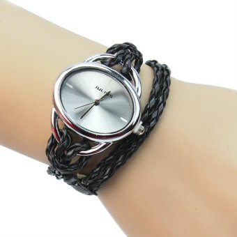 BU Women Lady Bracelet Charm Leather Weave Quartz Movement Wrist Watch 3 Colors New - intl  