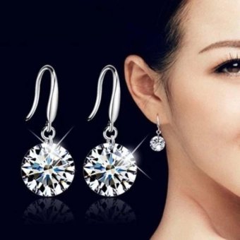 Gambar Busana elegan 925 perak 925 wanita kristal berlian imitasi antingtindik telinga