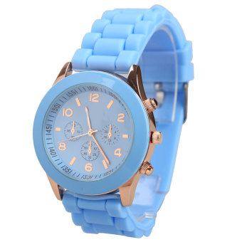 Candy Color Quartz Silicon Watchband Wrist Watch (sky blue)  