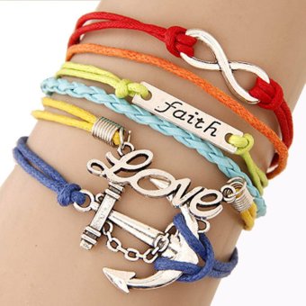 Gambar Cannice Gelang Vintage Korea Rainbow Love   Multicolor