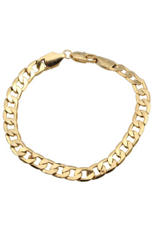 Gambar Cantik berlapis emas Chunky Link gelang rantai gelang hadiah untuk wanita