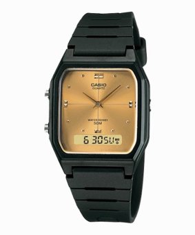 Casio Analog Digital Jam Tangan Wanita - Hitam - Strap Karet - AW-48HE-9A  