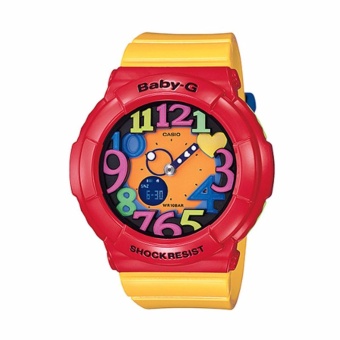 Casio BABY-G BGA-131-4B5DR - Neon Illuminator - Jam Tangan Wanita - Bahan Tali Resin - Kuning - Case Merah  
