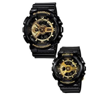 Gambar Casio G Shock and Baby G Couple Black Resin Strap Watches GA 110GB 1A   BA 110 1A (Black)