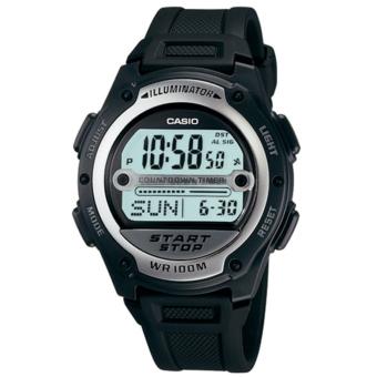 Casio Jam Tangan Pria Casio W-756-1AVDF Illuminator Silver Black Resin Digital Watch  