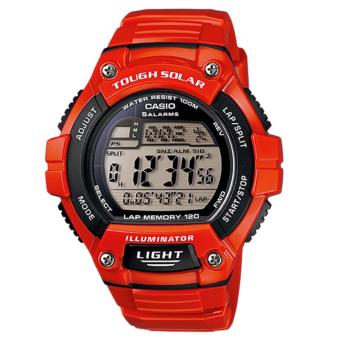 Casio Jam Tangan Unisex Casio Tough Solar W-S220C-4AVDF Illuminator Orange Resin Digital Watch  