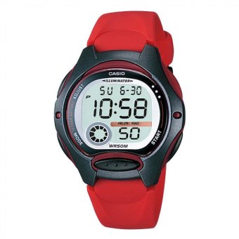 Casio Jam Tangan Wanita Digital Merah strap Resin Rubber LW 200 4AV  