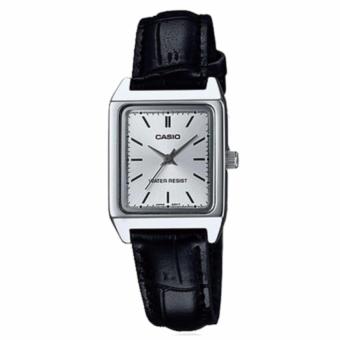 Casio - Jam Tangan Wanita Original Casual - Tali Kulit Hitam - LTP-V007L-7E1- Silver  