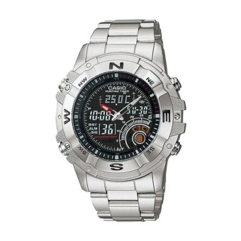 Gambar Casio Outgear AMW 704 705   Jam Tangan Pria   Abu abu biru  Stainless Steel