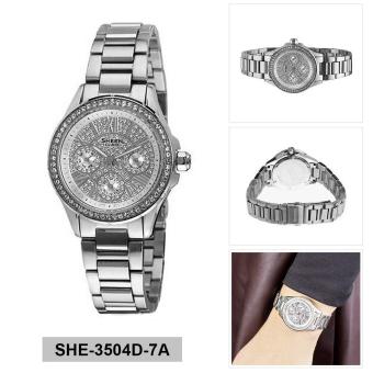 Gambar Casio Watch Sheen Silver Stainless Steel Case Stainless Steel Bracelet Ladies NWT + Warranty SHE 3504D 7A