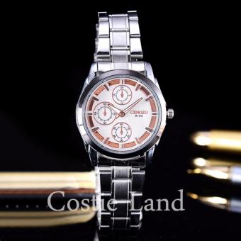 Gambar Cenozo   Jam Tangan Wanita   Body Silver   White RoseGold Dial   Stainless Steel Band   CNZ 8105 L SW RoseGold Stainless Steel Band CL