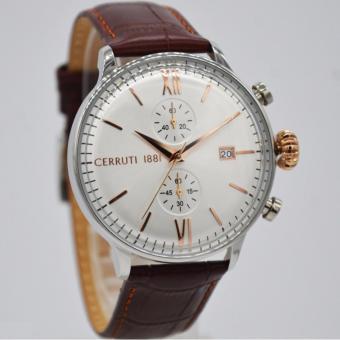 Gambar Cerruti CRA178SN04BR   Chronograph   Jam Tangan Pria   Bahan Tali Leather   Coklat