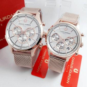 Gambar Charles Jourdan CJ.1512 2512   Jam Tangan Fashion Couple   Full Stainless Steel   Chrono Multi Fungsi