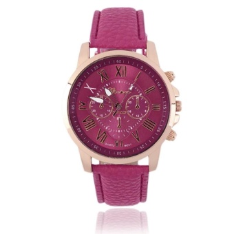 Chic Roman Numerals Analog Quartz Womens Faux Leather Wrist Watch Gift - intl  