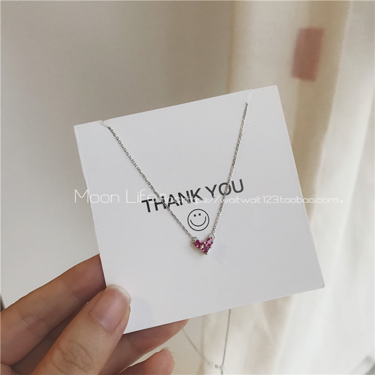 Cinta peach jantung 925 sterling silver kalung