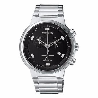 Gambar CITIZEN AT2400 81E   ECO Drive   Chronograph   Jam Tangan Pria   Bahan Tali Stainless Steel   Silver   Dial Hitamj