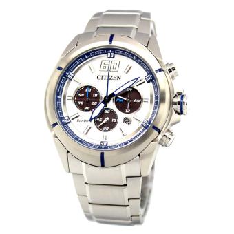 Gambar Citizen Watch Eco Drive Chronograph Silver Stainless Steel Case Stainless Steel Bracelet Mens NWT + Warranty CA4100 57A