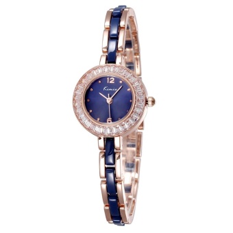 CITOLE KIMIO Watch Brand Luxury Rose Gold Women Watches Fashion Casual Crystal Diamonds Wristwatch (blue)  