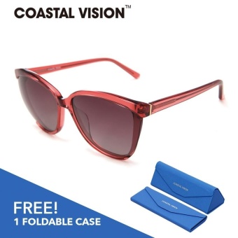 Gambar COASTAL VISION Kacamata Polarized Wanita Merah Oversize lensa anti UVA B CVS5036