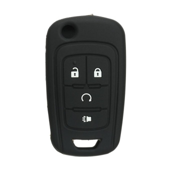 Gambar Colored Key Remote Head Protective Case Cover Jacket Silicone Rubber Fob For Gm (Black)   intl