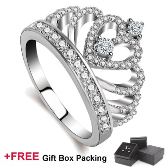 Gambar Coowalk Women Fashion Platinum Gold Plated Sparkling Crown Ring forWomen Wedding Jewelry   intl