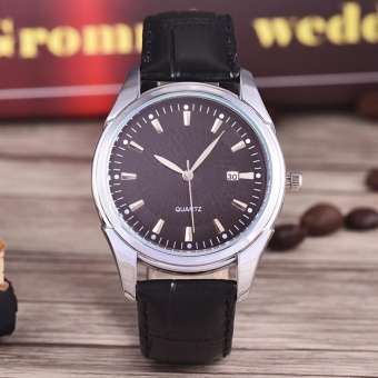 Gambar Costie Land   Jam Tangan Pria   Body Silver Black Dial  Costie Land  CL  5500A G SB TGL (Silver) Black Leather