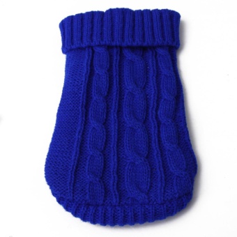 Gambar Cute Pet Dog Cat Puppy Sweater Clothes Spring Winter Warm Knitwear Coat Apparel Dark Blue Size 6   intl