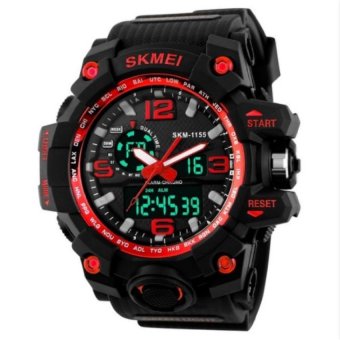 CYOU Big Dial Men Digital Watch Military Clock Men Wristwatch WaterResistant Auto Date Calendar LED Sports Watches Men (Red) - intl  