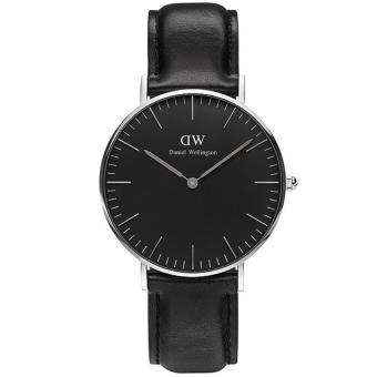 Daniel Wellington DW00100133 Jam Tangan Pria Classic Black Sheffield Horloge 40MM Men Genuine Leather Watch - Black Silver  